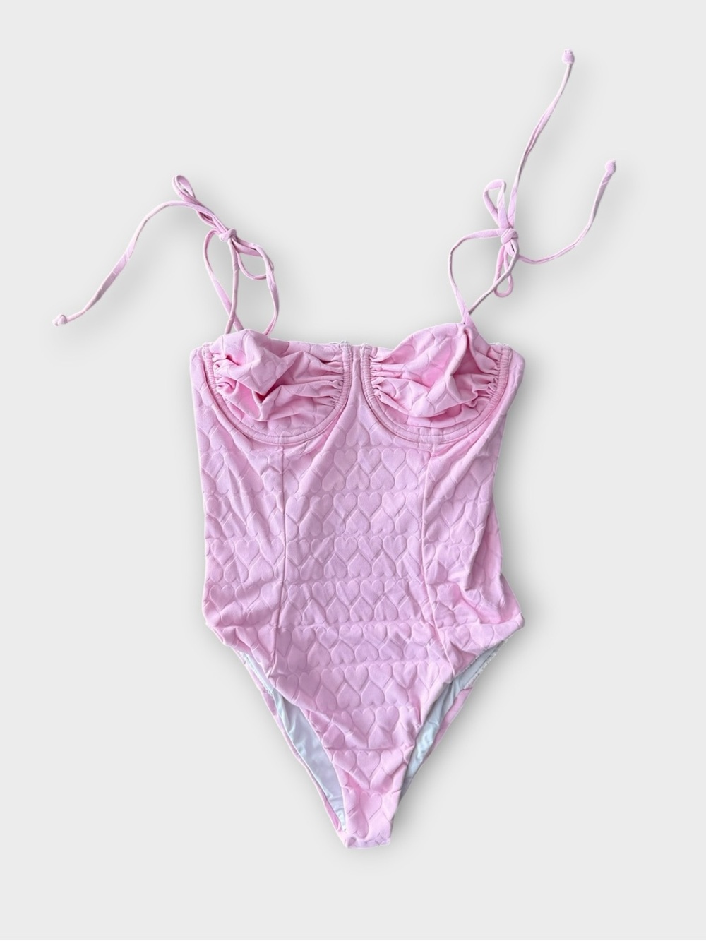 NWOT Beach Riot Light Pink Puff Hearts Textured One-Piece Swimsuit
